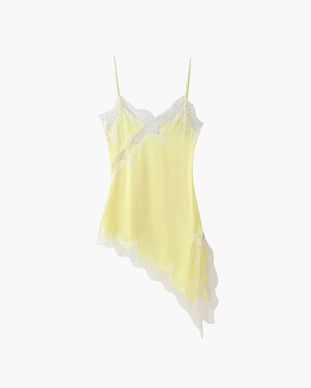 Women's Spaghetti Strap Lace Trim Asymmetrical Dress-13