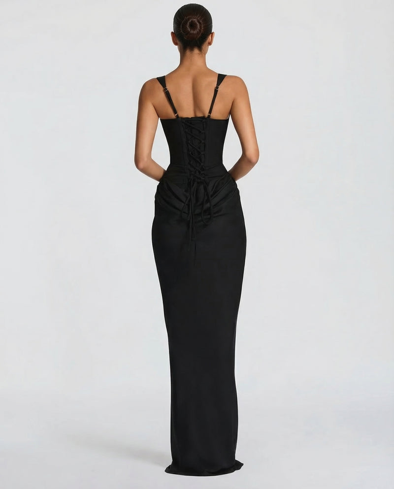 Women's Square Neck Ruched Maxi Dress-6