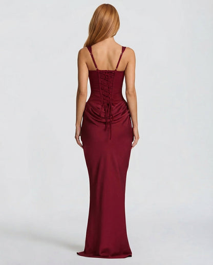 Women's Square Neck Ruched Maxi Dress-14