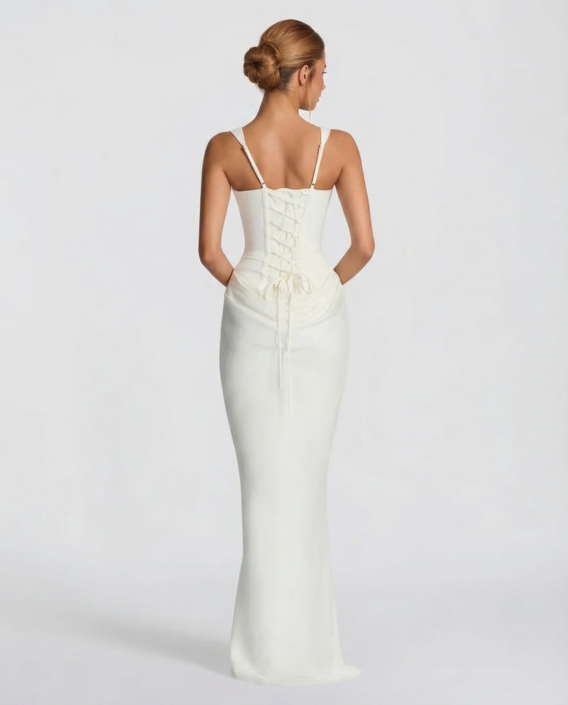 Women's Square Neck Ruched Maxi Dress-10