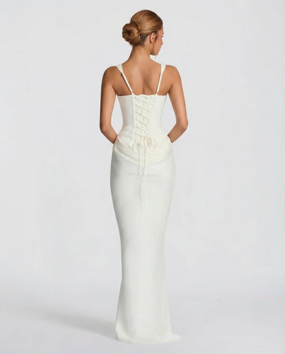 Women's Square Neck Ruched Maxi Dress-10