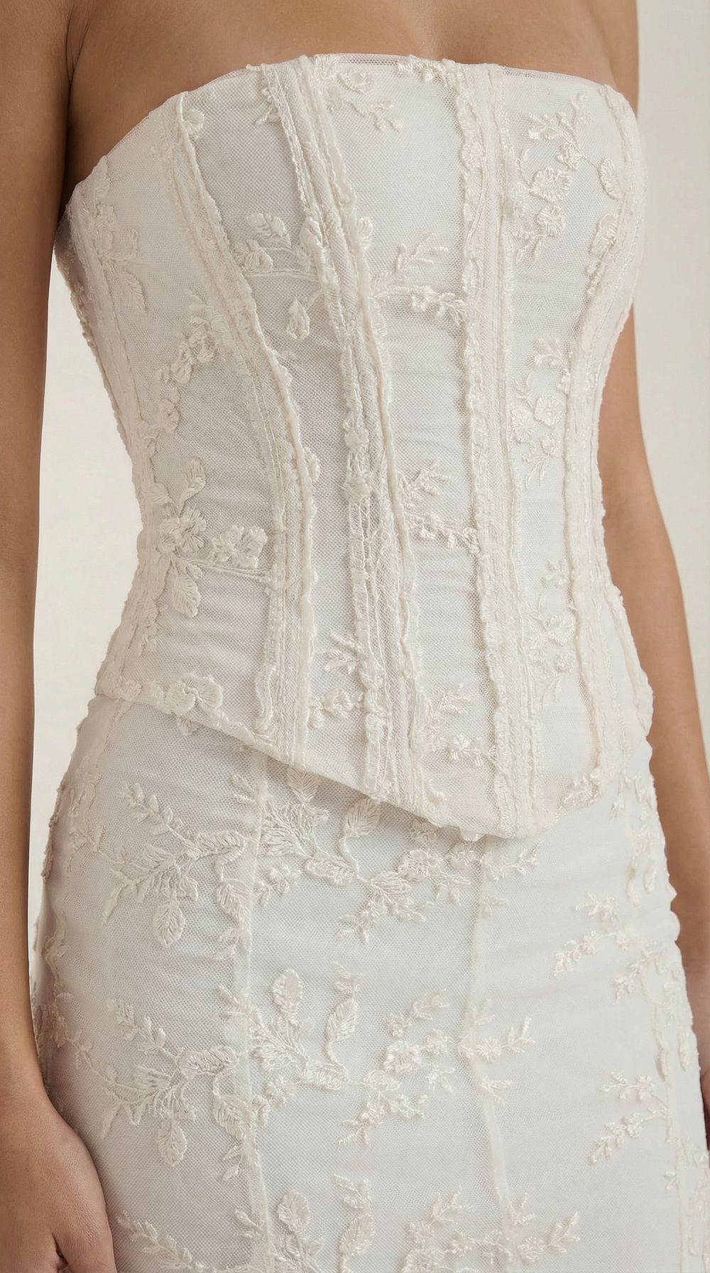 Women's Strapless Lace Formal Maxi Dress-4