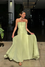 Women's Strapless Maxi Dress with Fringe Hem-6