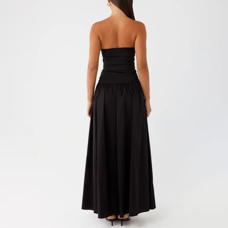 Women's Strapless Pleated Maxi Dress-18
