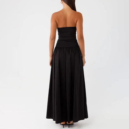 Women's Strapless Pleated Maxi Dress-18