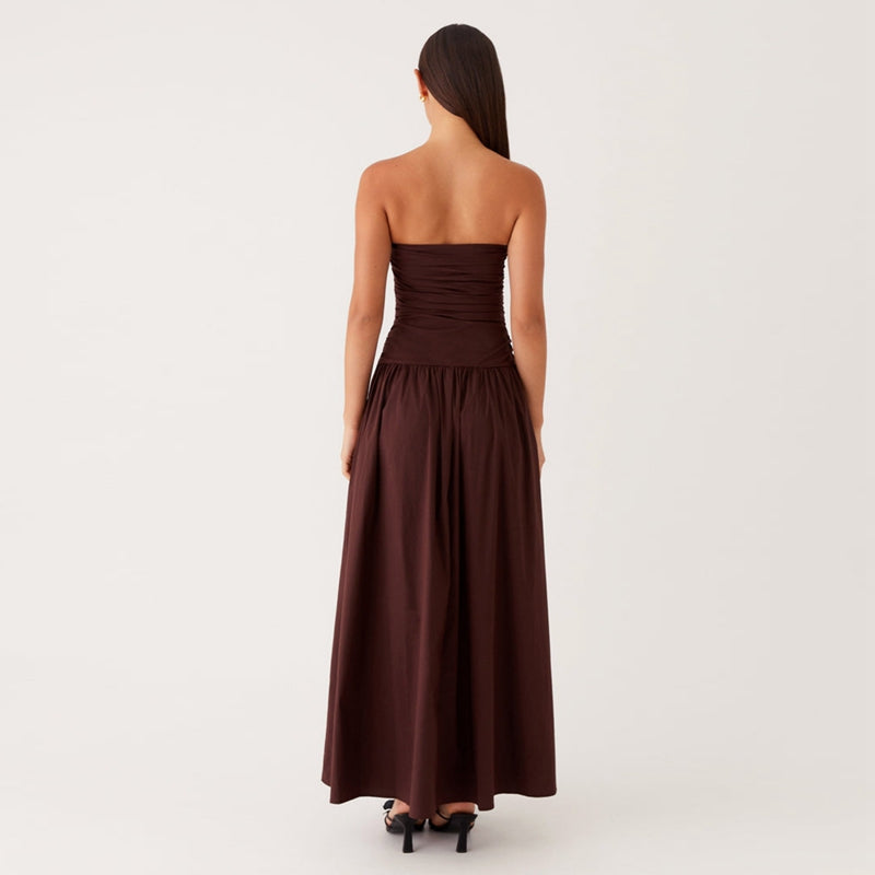 Women's Strapless Pleated Maxi Dress-16