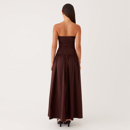 Women's Strapless Pleated Maxi Dress-16