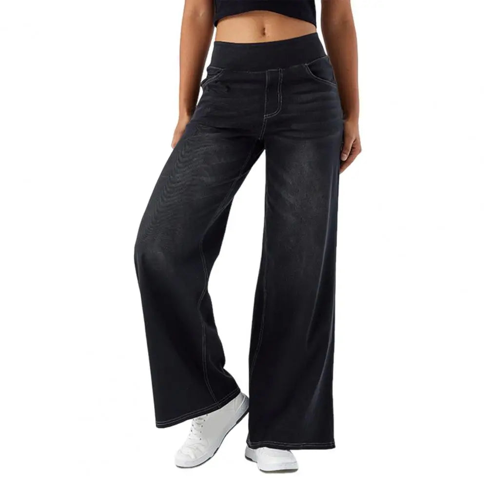 Women's Stretch Waist Wide Leg Jeans-6
