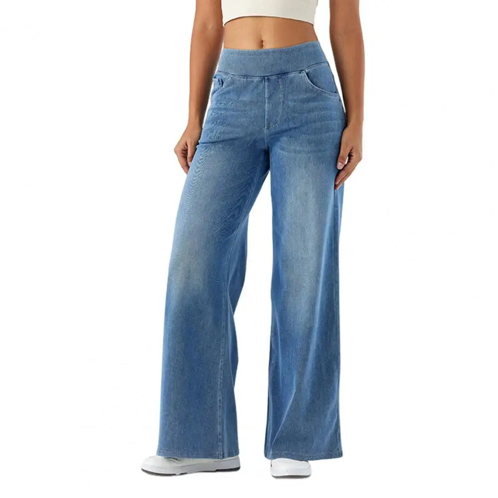 Women's Stretch Waist Wide Leg Jeans-11