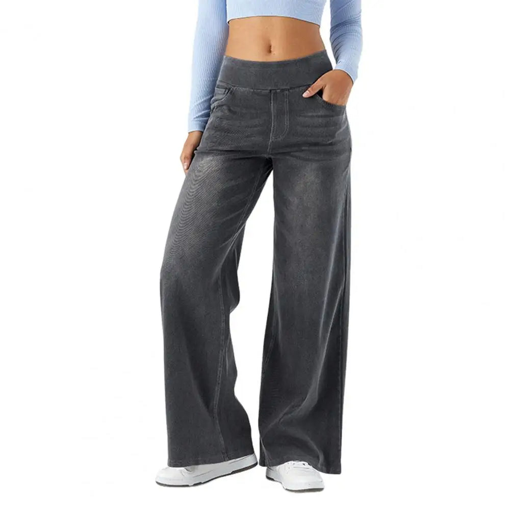 Women's Stretch Waist Wide Leg Jeans-7