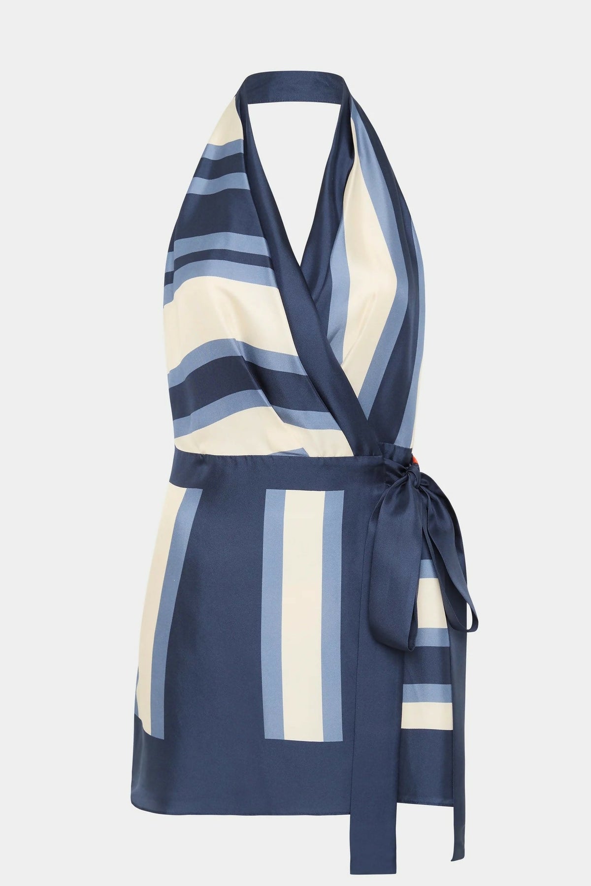 Women's Striped Mini Dress with Halter Neck