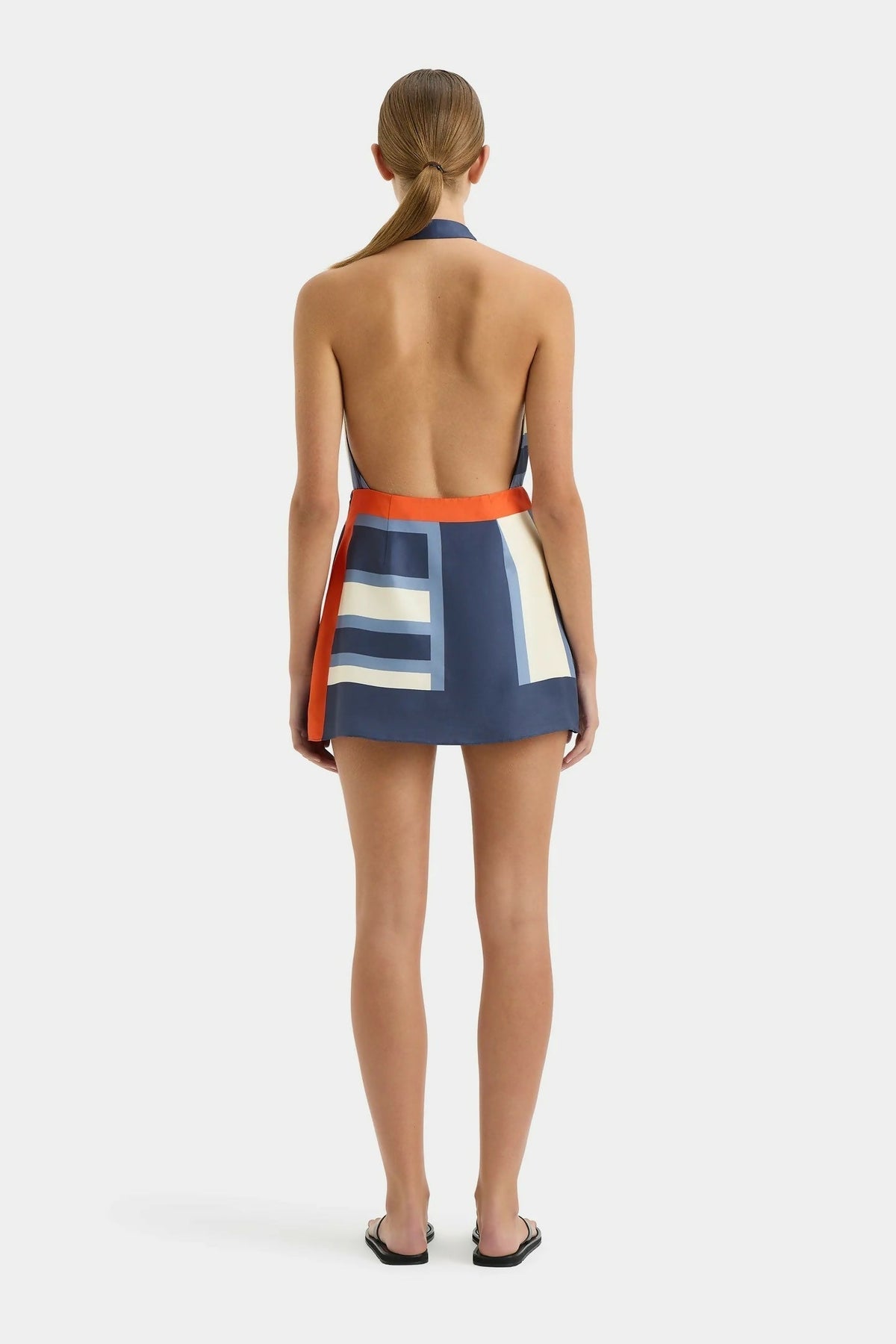 Women's Striped Mini Dress with Halter Neck