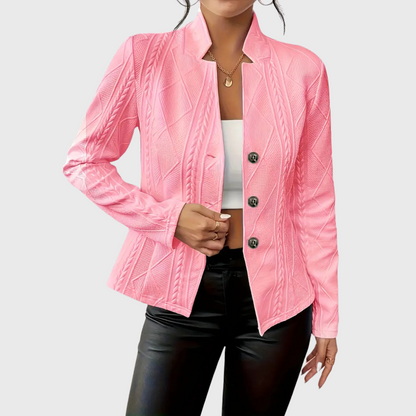 Women's Tailored Blazer with Single-Breasted Front in Light Pink