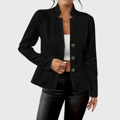 Women's Tailored Blazer with Single-Breasted Front in Black