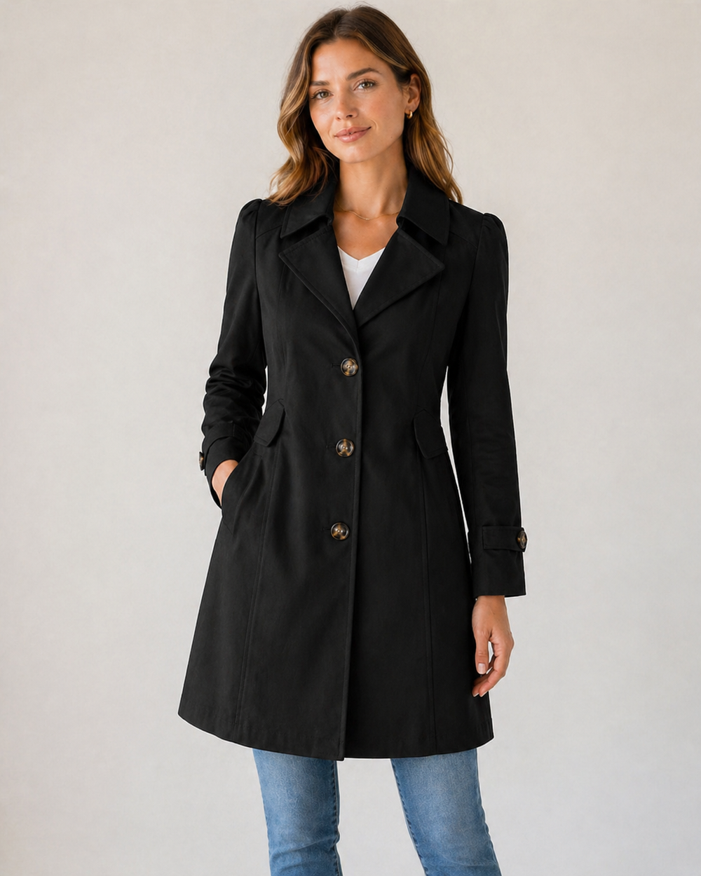 Women’s Tailored Trench Coat With Collar-4