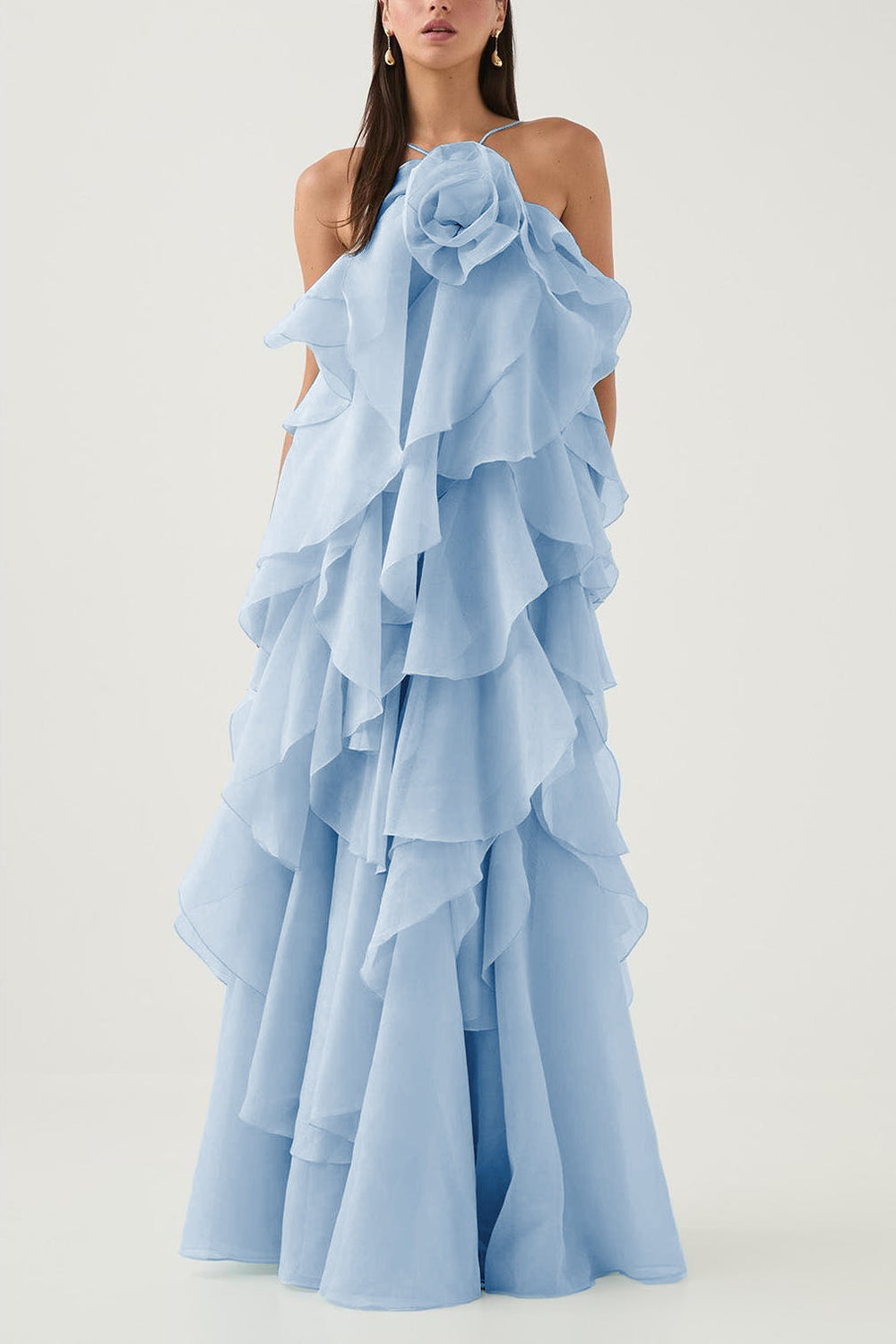 Women's Three-dimensional Ruffled Maxi Dress-8
