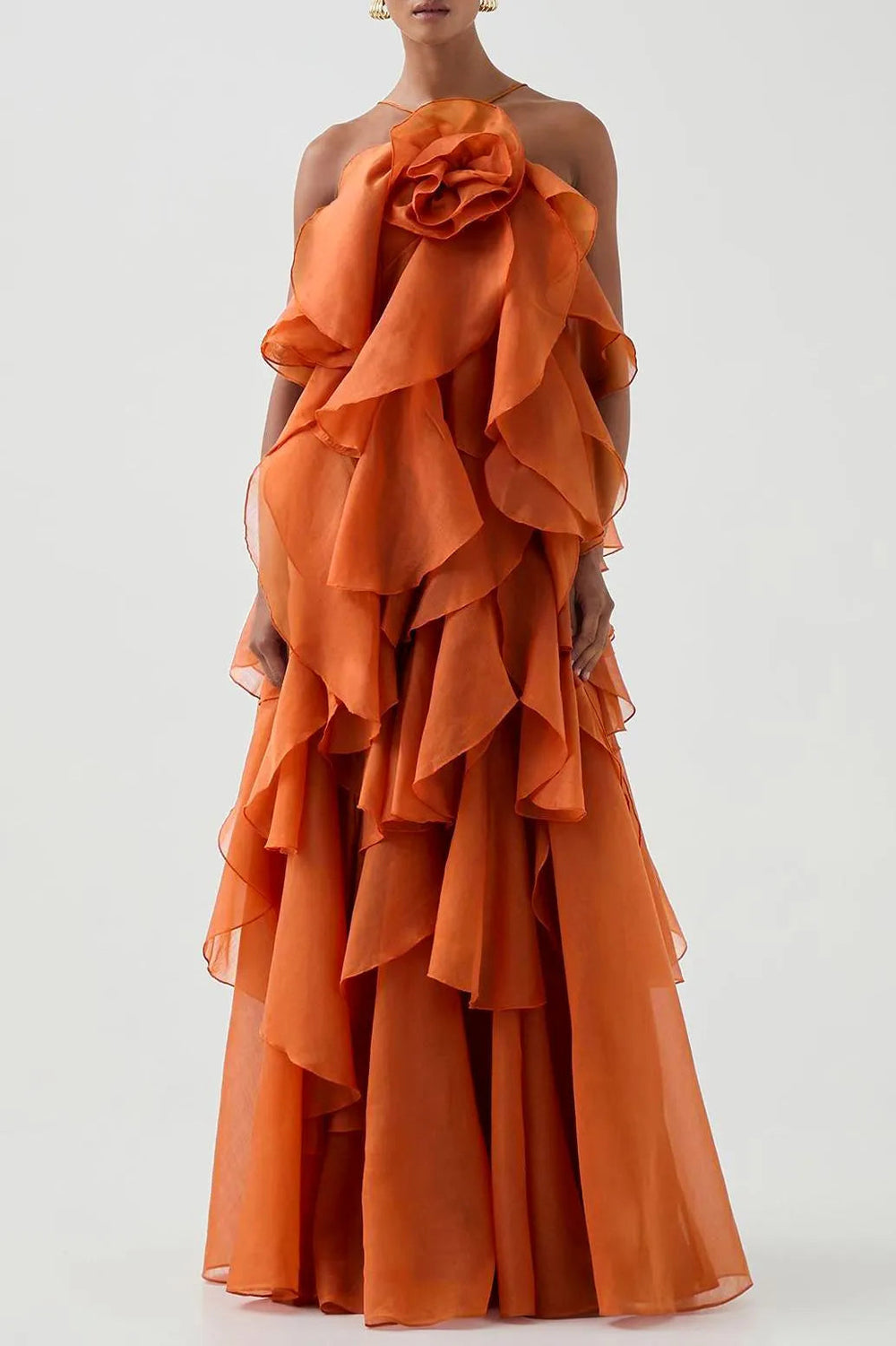 Women's Three-dimensional Ruffled Maxi Dress-14