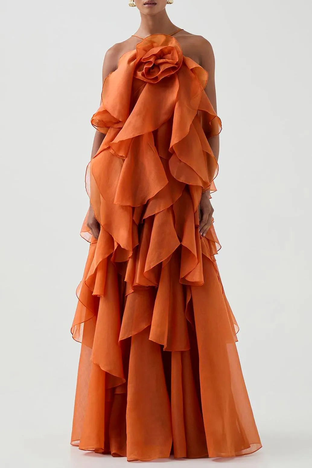 Women's Three-dimensional Ruffled Maxi Dress-14