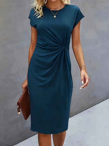 Women's Twist Front Sheath Midi Dress - Teal