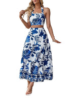 Women's Two-Piece Set with Leaf-Pattern
