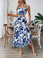 Women's Two-Piece Set with Leaf-Pattern