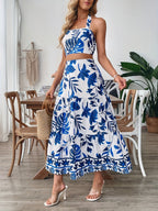 Women's Two-Piece Set with Leaf-Pattern