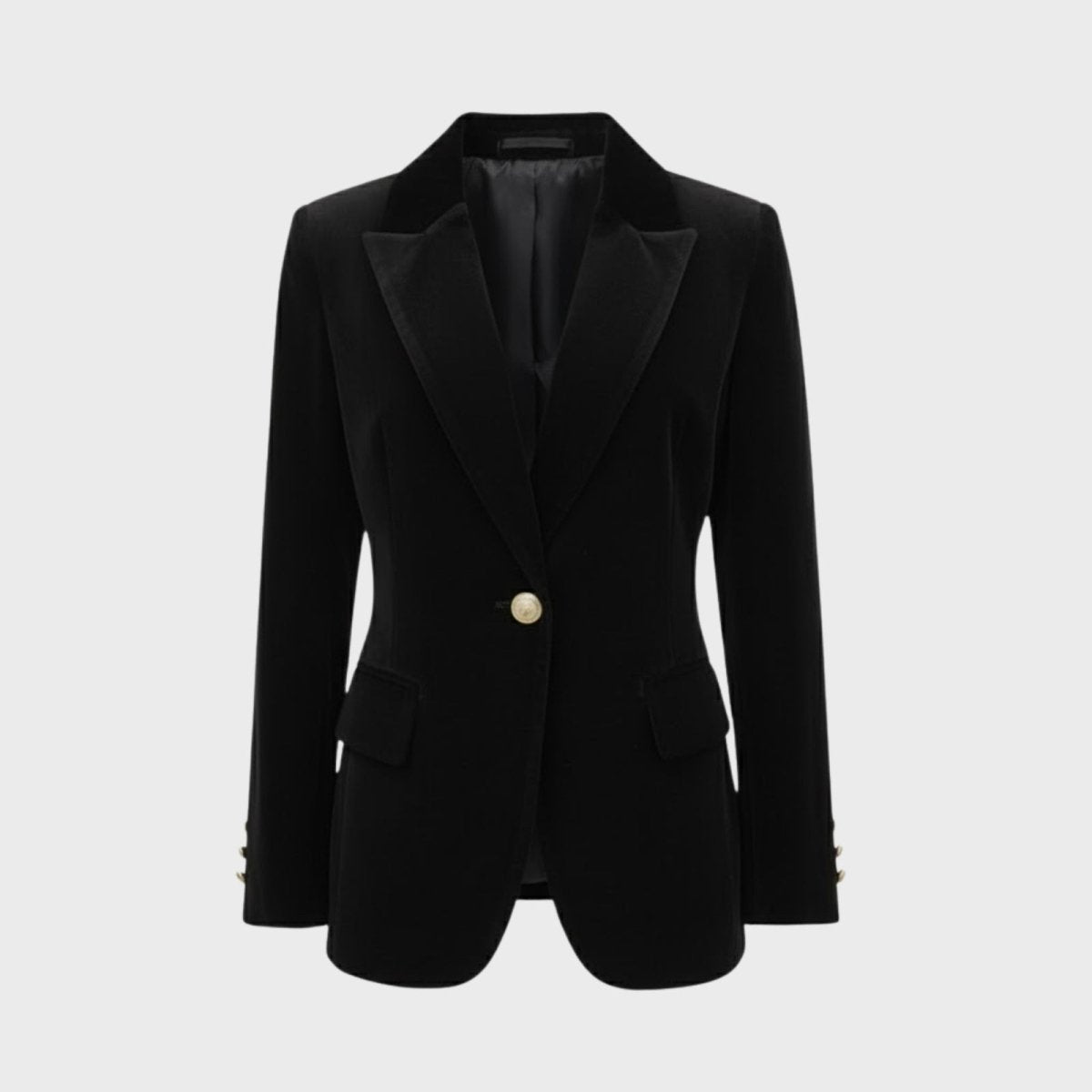 Women's Velvet Blazer with Tailored Fit in Black Gold