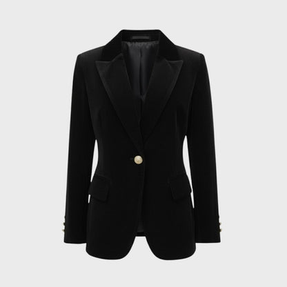 Women's Velvet Blazer with Tailored Fit in Black Gold