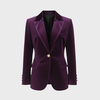 Women's Velvet Blazer with Tailored Fit in Purple