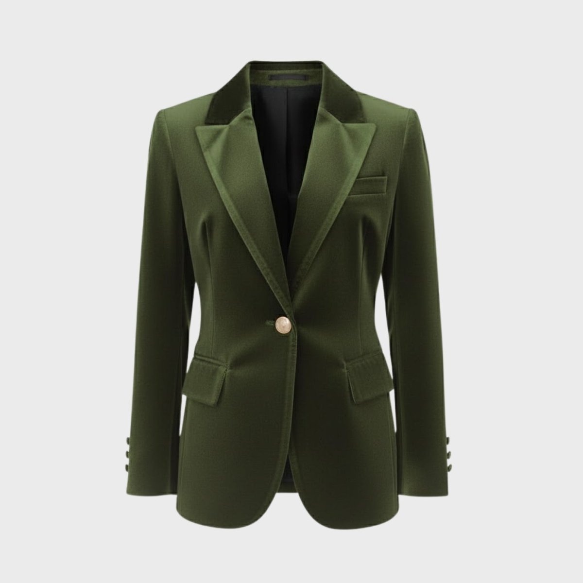 Women's Velvet Blazer with Tailored Fit in Green