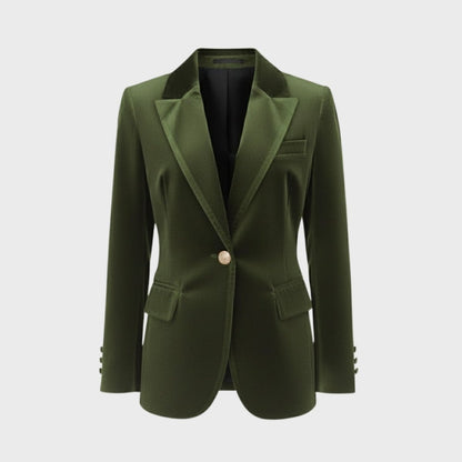 Women's Velvet Blazer with Tailored Fit in Green