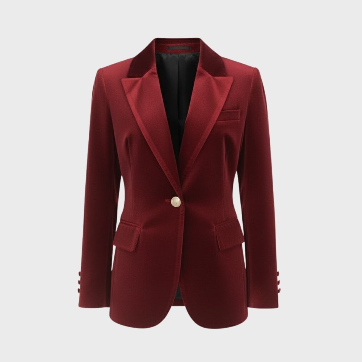 Women's Velvet Blazer with Tailored Fit in Red