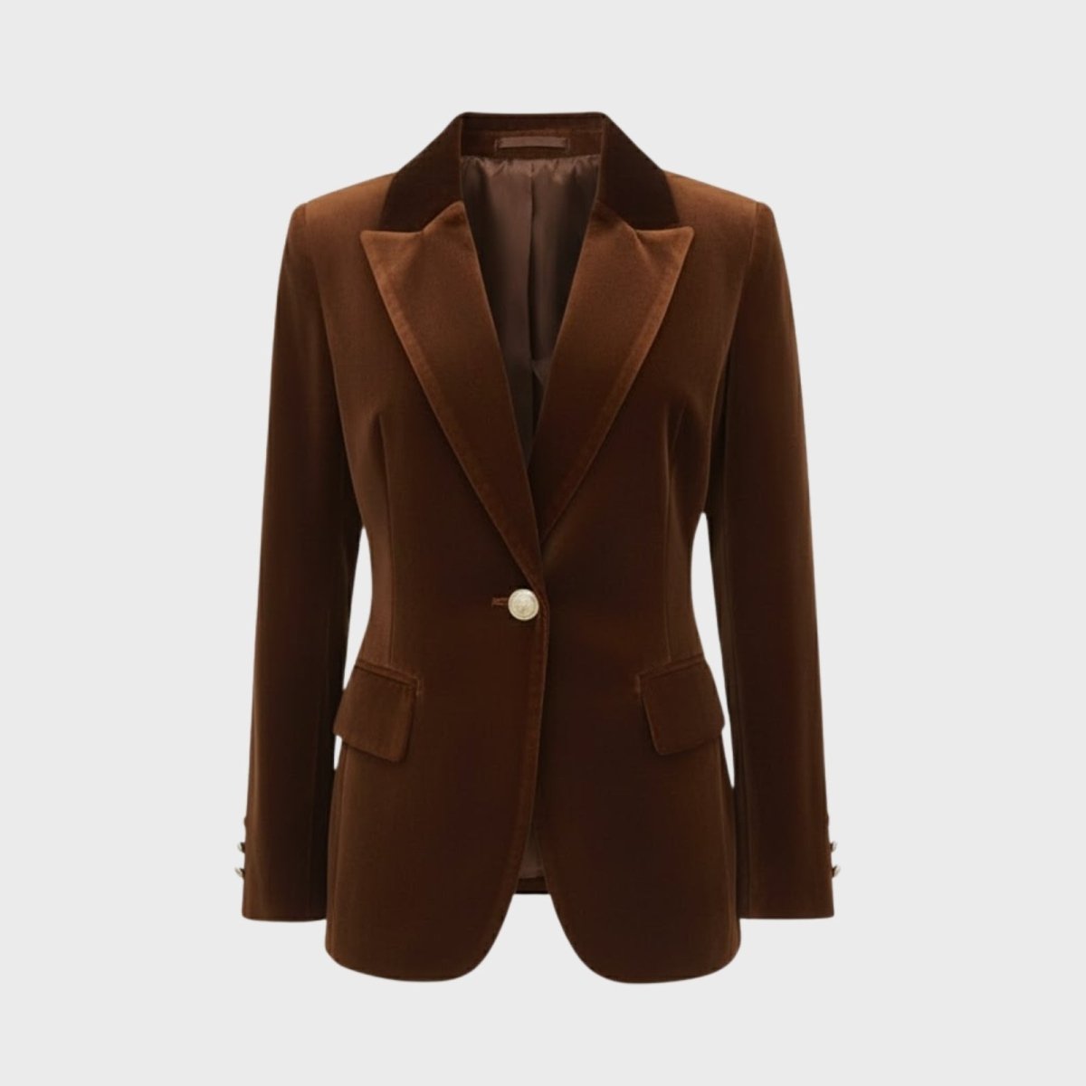 Women's Velvet Blazer with Tailored Fit in Brown