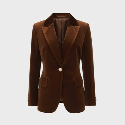 Women's Velvet Blazer with Tailored Fit in Brown
