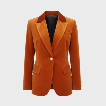Women's Velvet Blazer with Tailored Fit in Orange