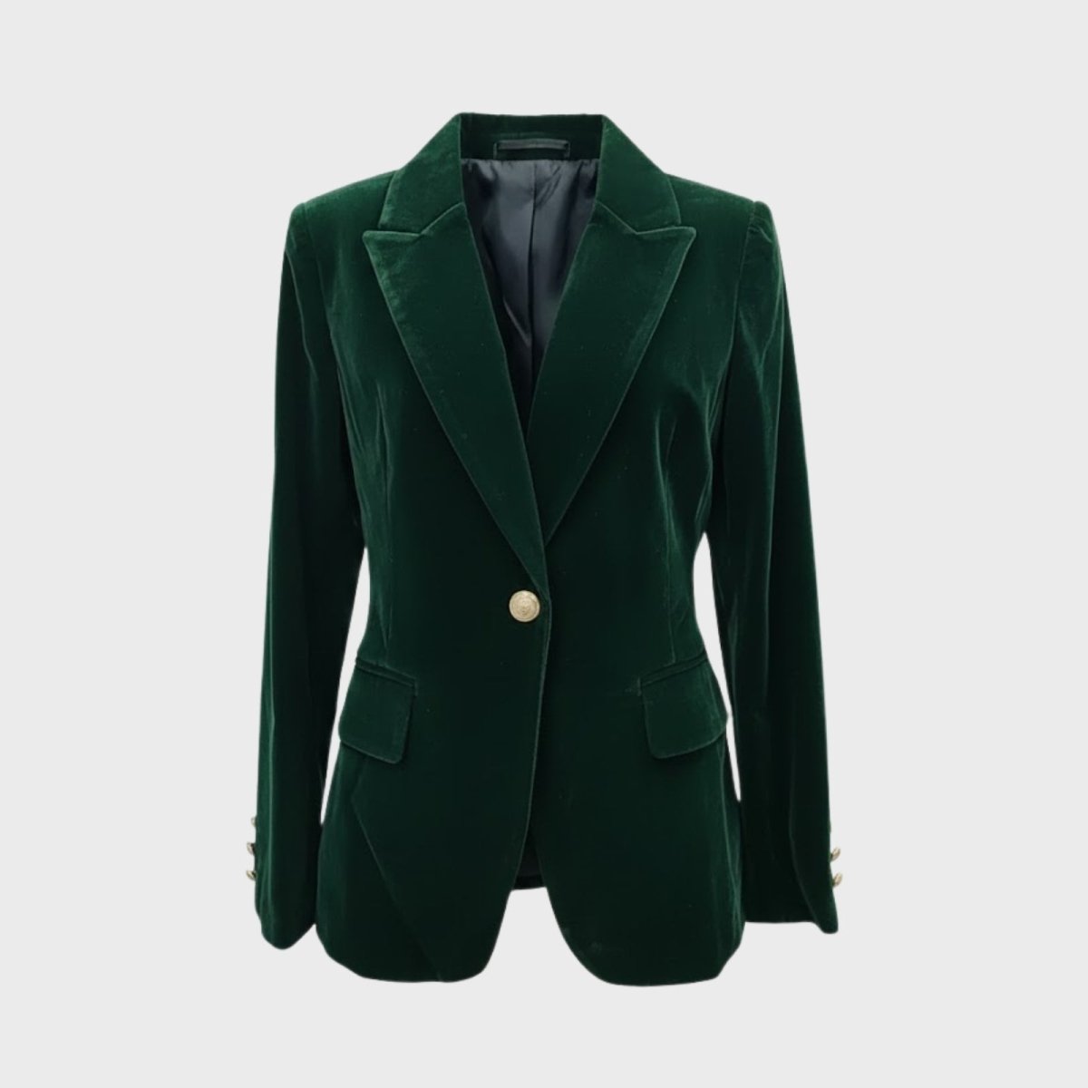 Women's Velvet Blazer with Tailored Fit in Dark Green