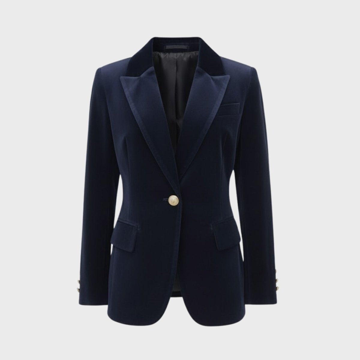 Women's Velvet Blazer with Tailored Fit in Dark Blue