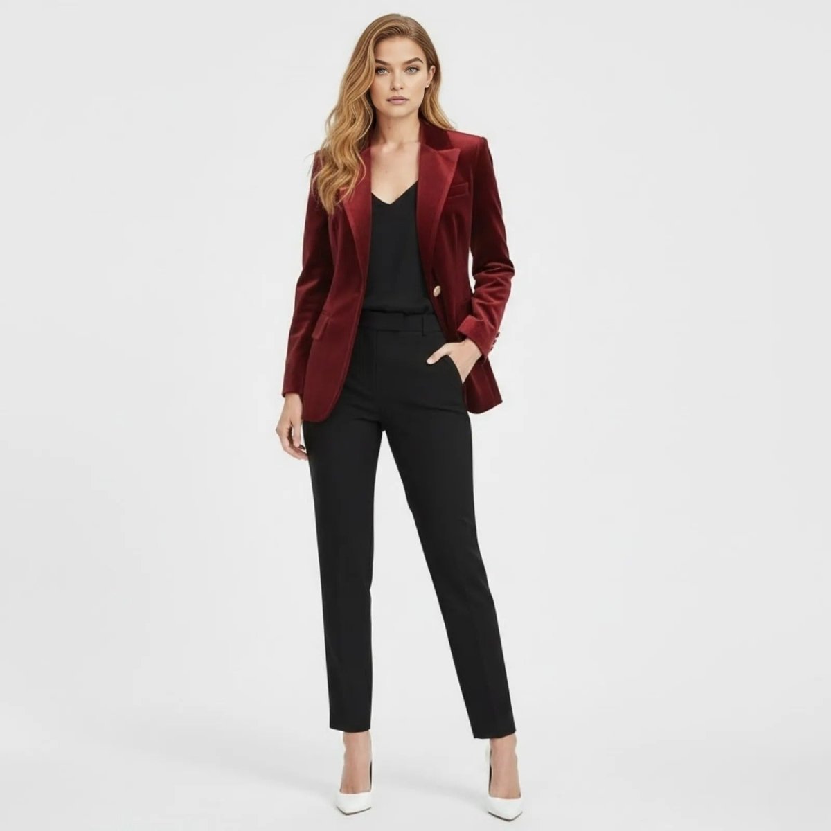Women's Velvet Blazer with Tailored Fit