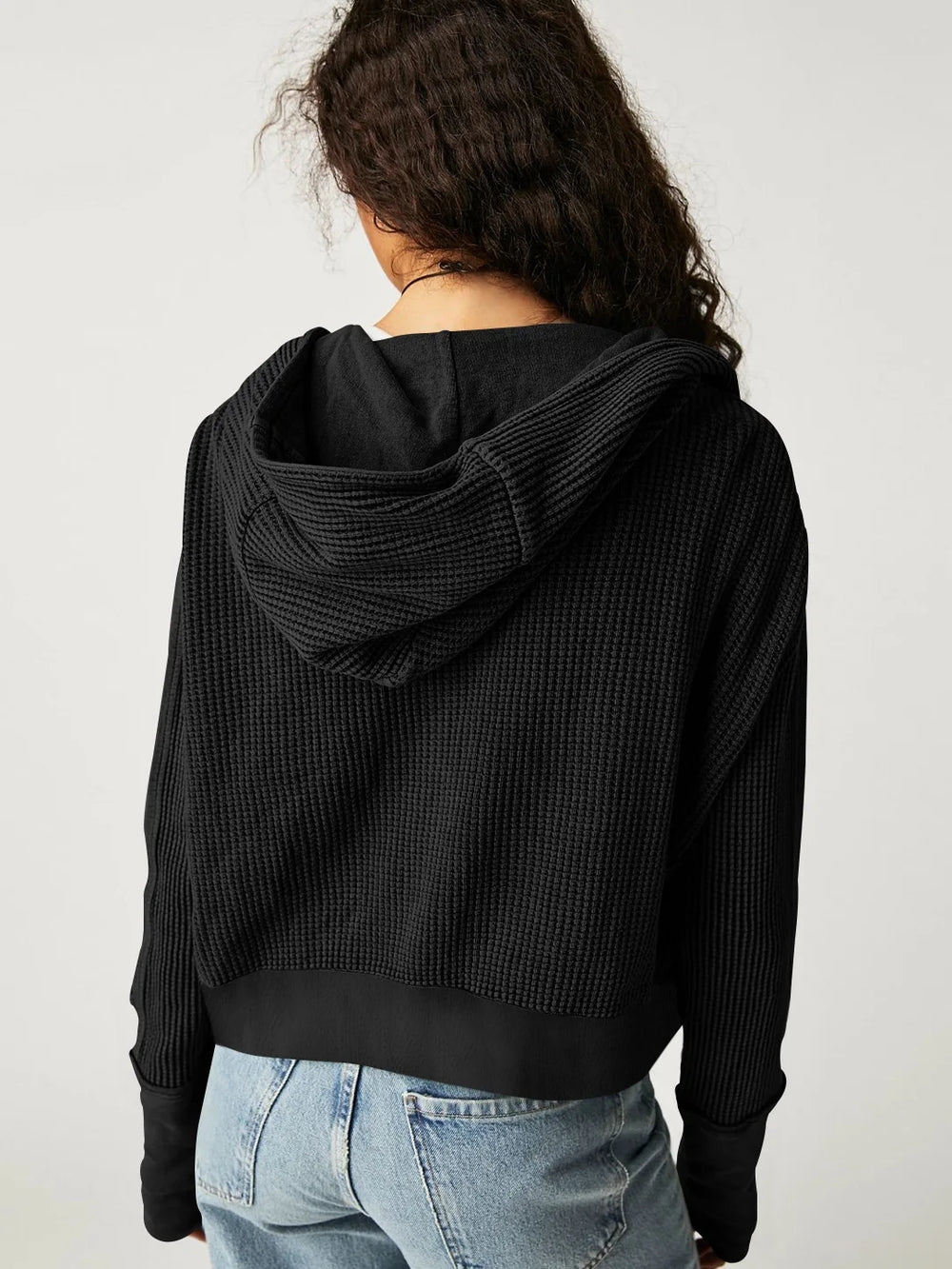 Women's Waffle Knit Zip Hoodie-25