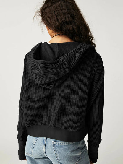 Women's Waffle Knit Zip Hoodie-25