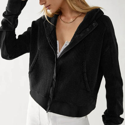 Women's Waffle Knit Zip Hoodie-21