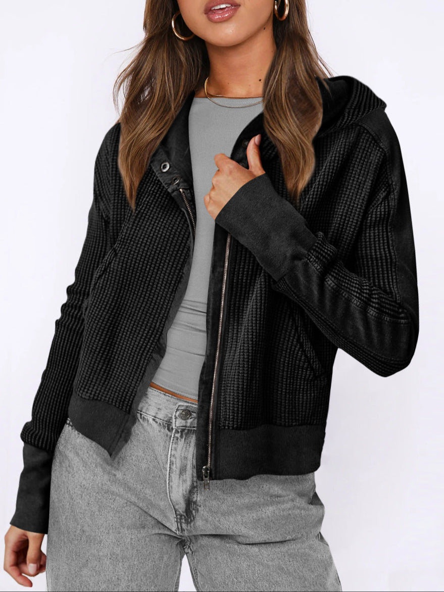 Women's Waffle Knit Zip Hoodie-24