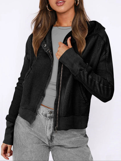 Women's Waffle Knit Zip Hoodie-24