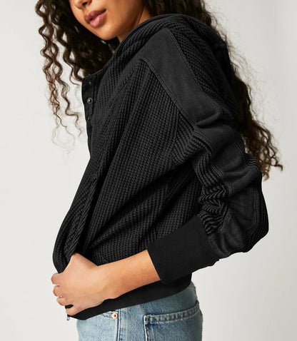 Women's Waffle Knit Zip Hoodie-23