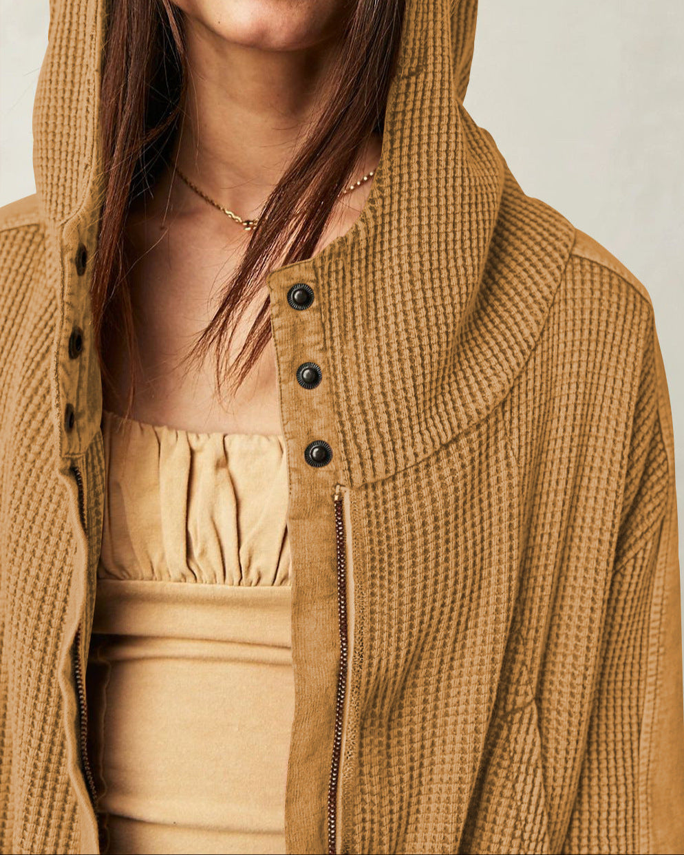 Women's Waffle Knit Zip Hoodie-41