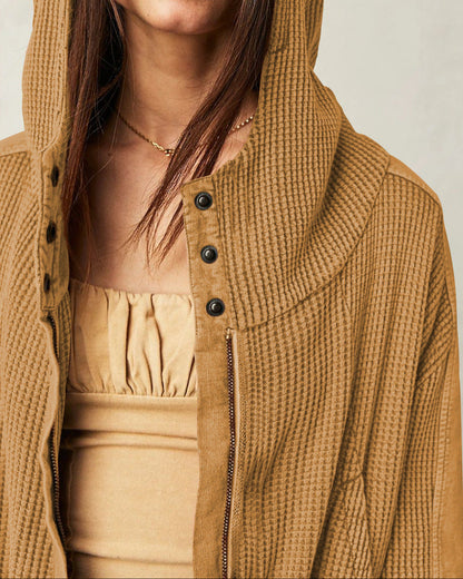 Women's Waffle Knit Zip Hoodie-41