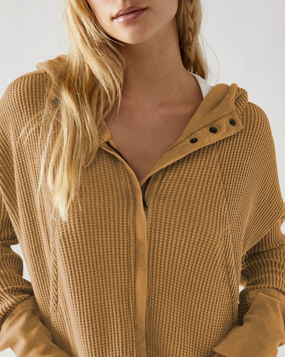 Women's Waffle Knit Zip Hoodie-43