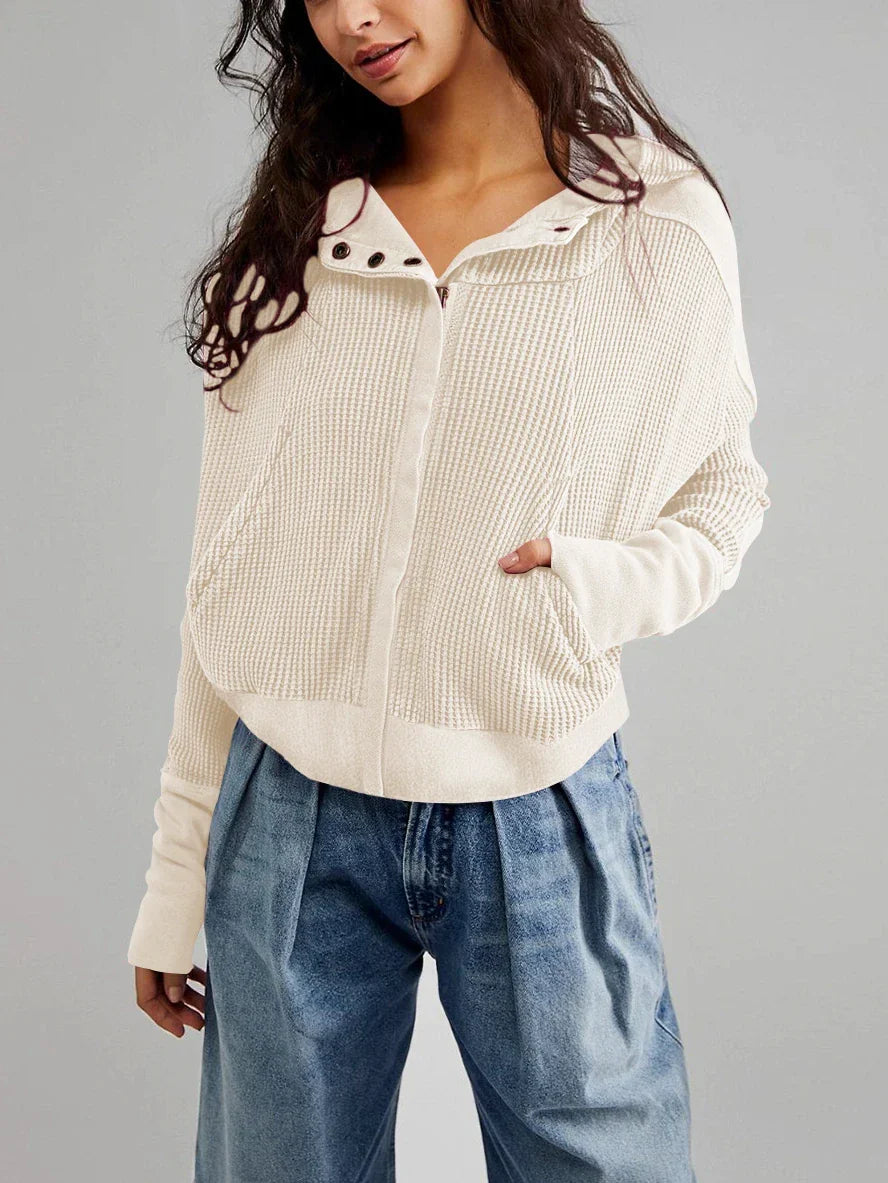 Women's Waffle Knit Zip Hoodie-36