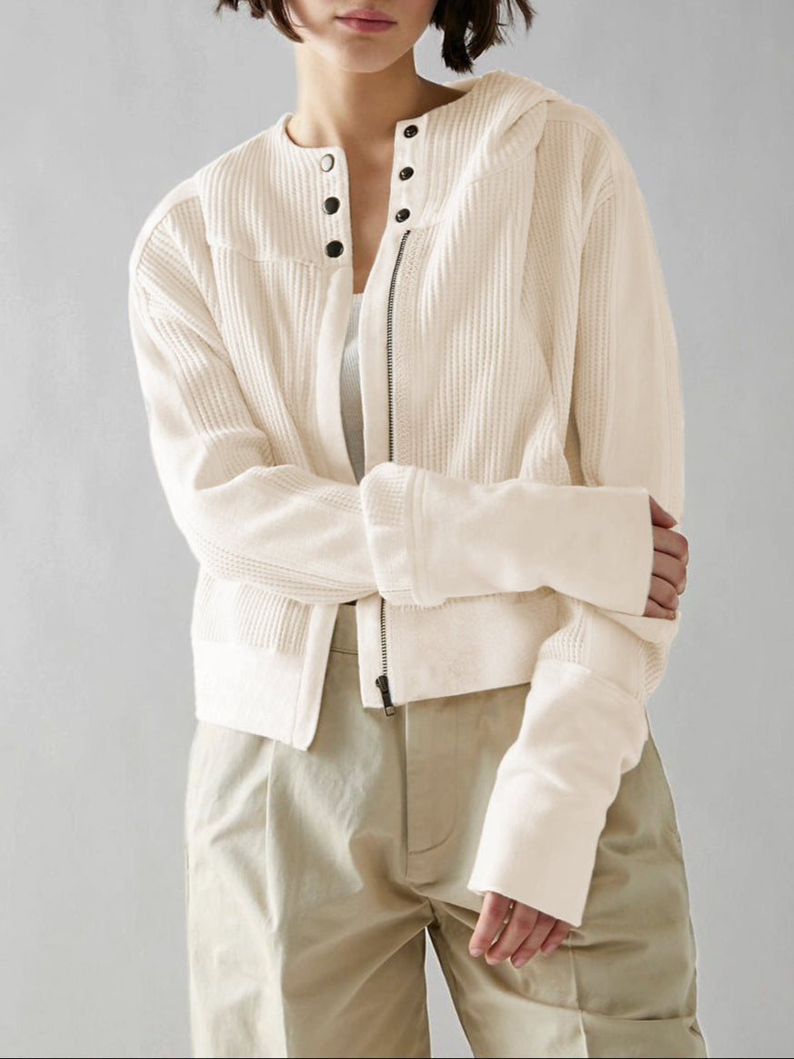 Women's Waffle Knit Zip Hoodie-33