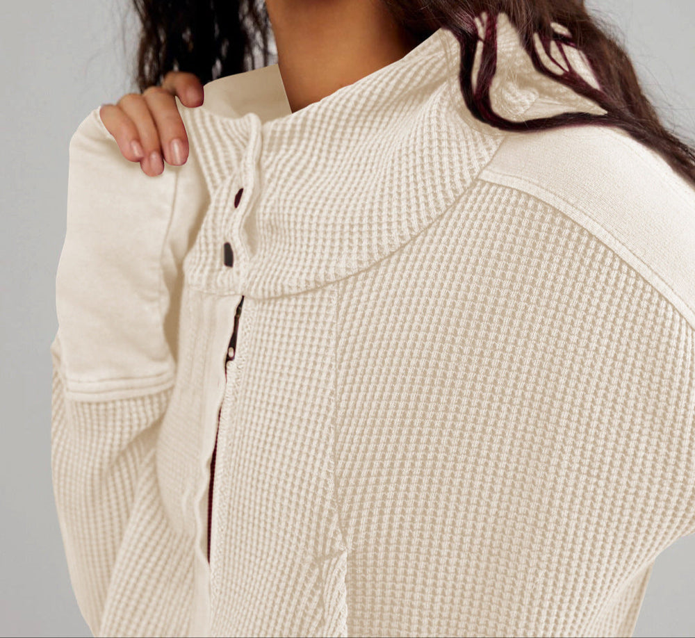 Women's Waffle Knit Zip Hoodie-38